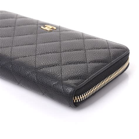 chanel quilted zip around wallet